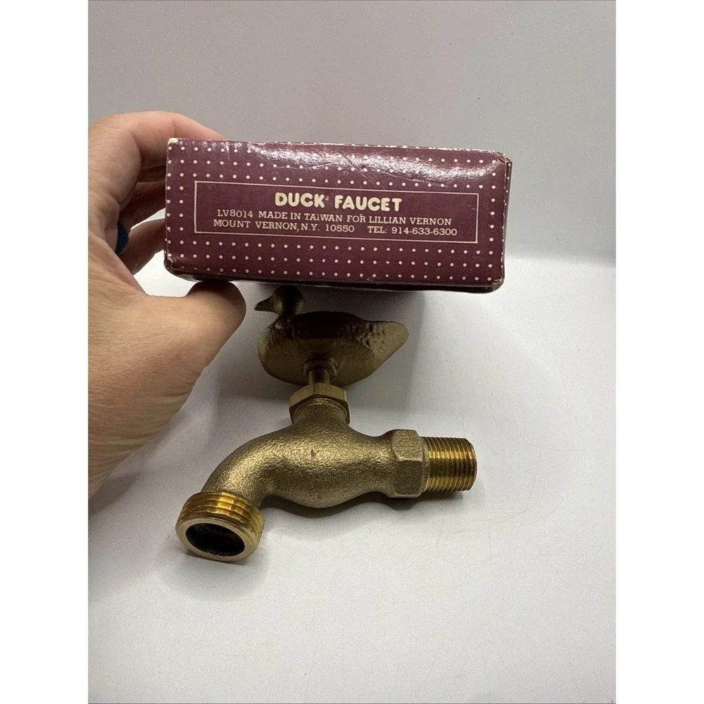 Brass Duck Faucet/Spigot-Outdoor Water Hose Connector Vintage Lillian Vernon NIB